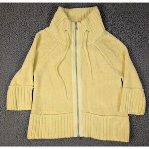 Eddie Bauer Women Yellow Full Zip Sweater Cardigan Short Sleeve Women Medium